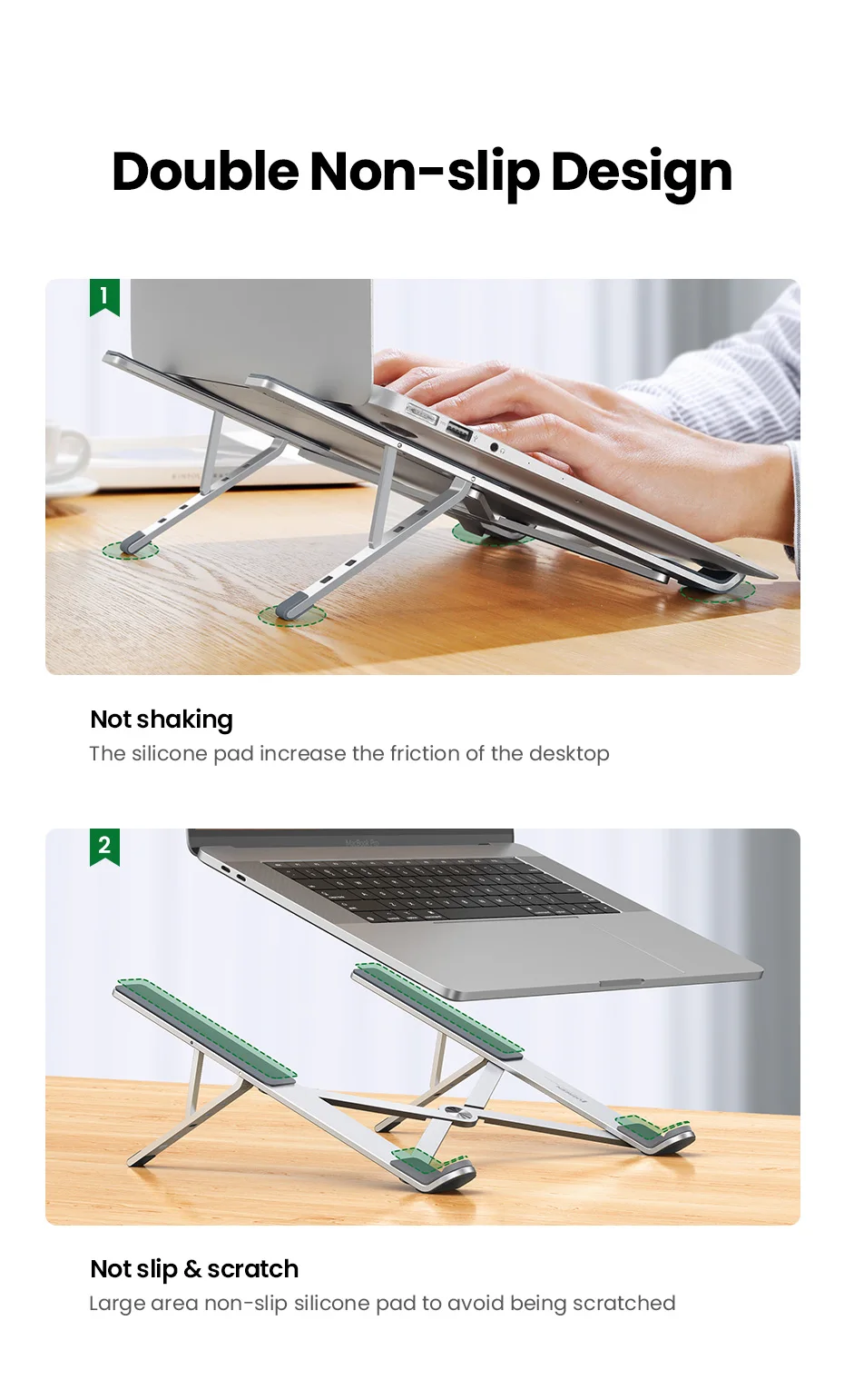 UGREEN Support Ordinateur Portable Réglable 10 à 16 Pouces Laptop Stand en  Alliage Aluminium Pliable Porte PC Portable Bureau Ergonomique Compatible  avec MacBook Air Pro HP Dell Lenovo ASUS MSI en destockage