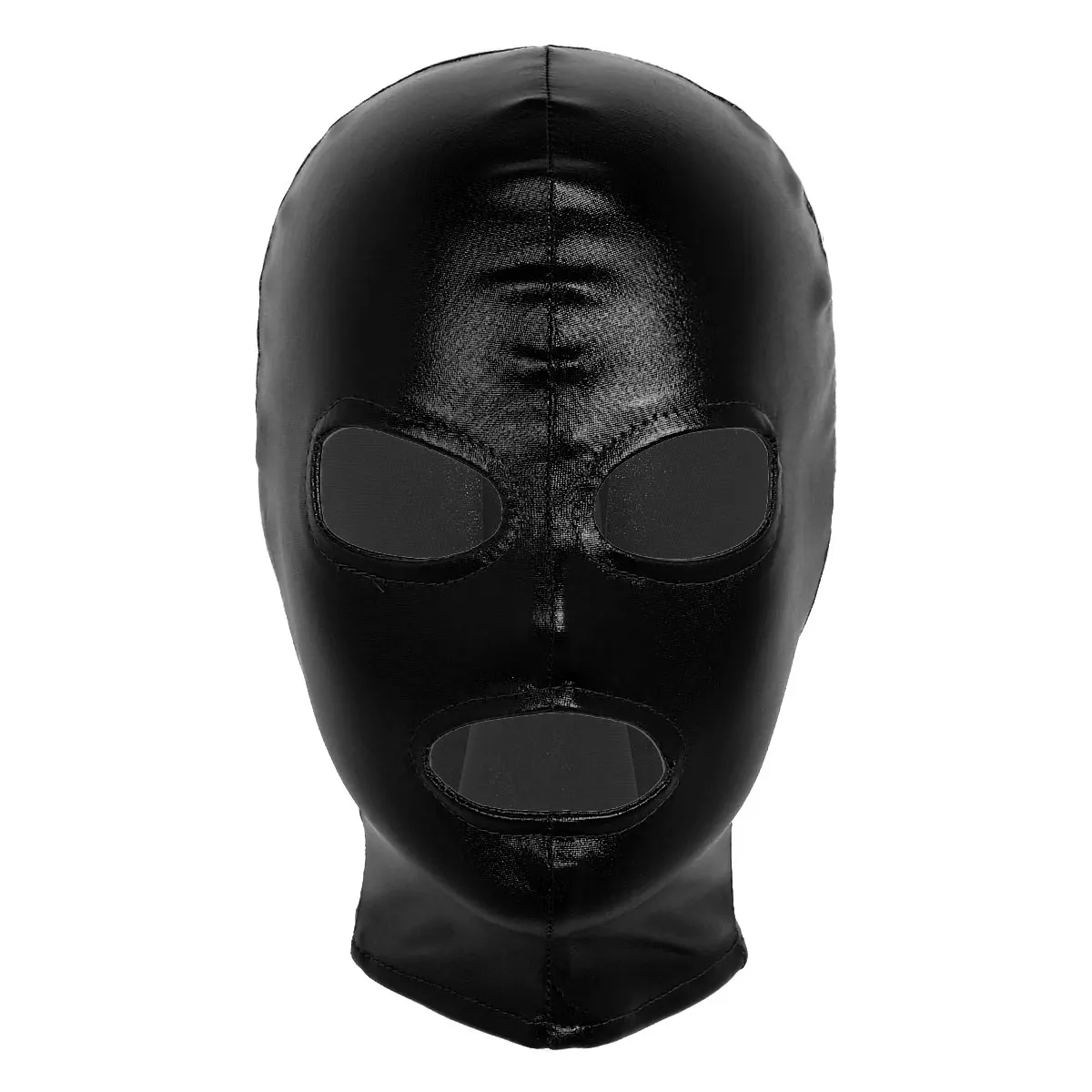 Unisex Men Women Cosplay Face Mask Latex Shiny Metallic Open Eyes and Mouth Headgear Full Eyewear Hood for Role Play Costumes