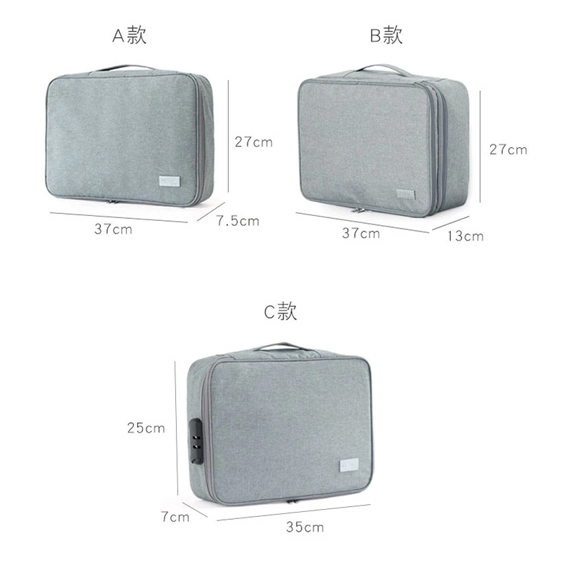 Document Storage Bag Extra Large Capacity Travel Zip Bags Cable Organizer Account Passport Storages Pouch For Important Items