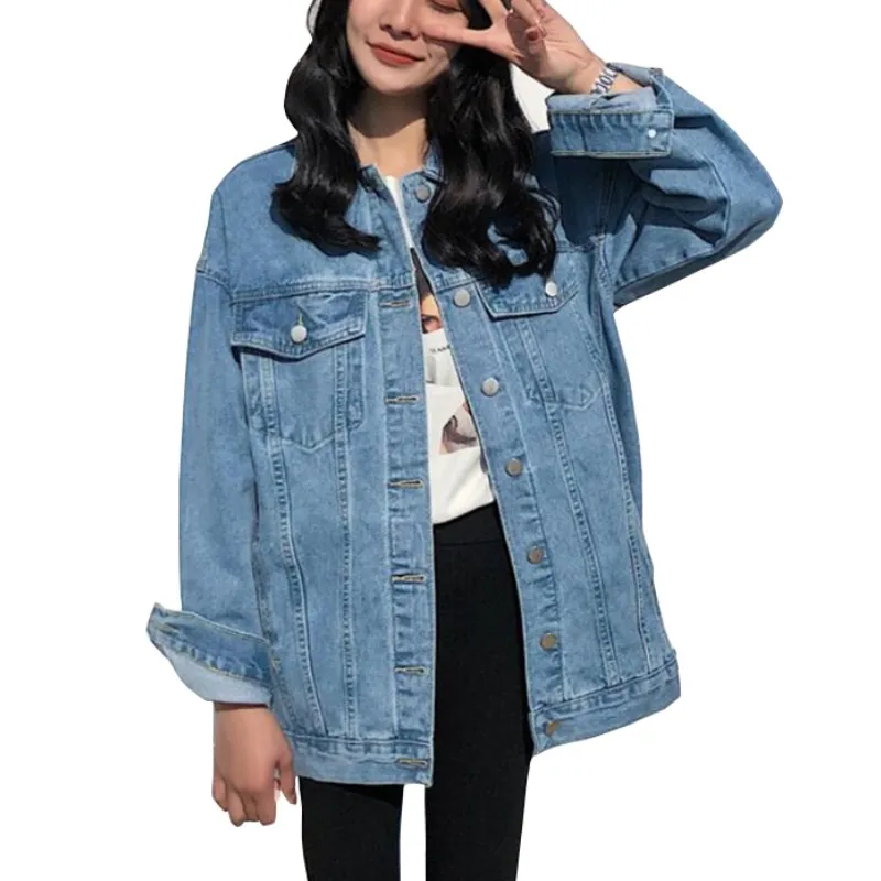 light blue Женское базовое пальто Джинсовая куртка женская зимняя джинсовая куртка для женщин джинсовая куртка женская джинсовая куртка Свободная Повседневная Верхняя одежда - Цвет: light blue