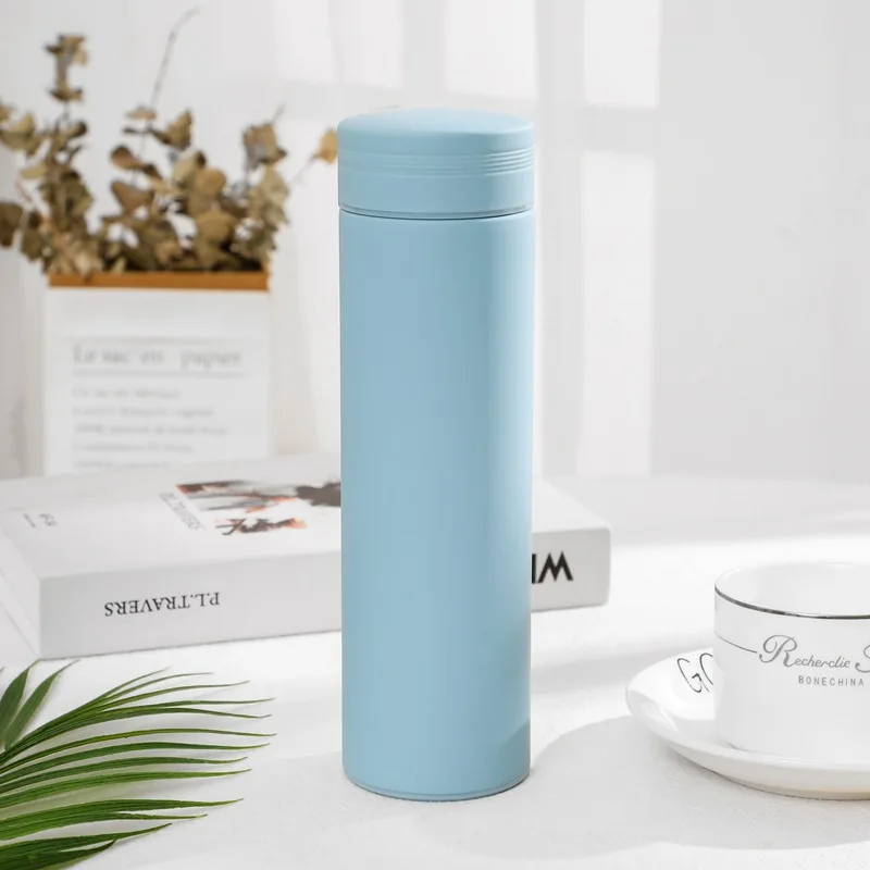 Stainless Steel Double Wall Thermal Cup Travel Mug Water Thermos Bottle Vacuum Cup School Home Tea Coffee Drink Bottle - Цвет: Blue
