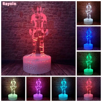 

Marvel Legends Deadpool 3D LED Table Lamp New Super Hero 7 Colors Visual Illusion LED Lights Friends Party Gift Drop Shipping