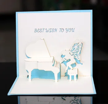 

50pcs Fancy Hollow lace card Piano and Butterfly Invitation Card Greeting Card Customize Business With RSVP Card Party Supplies