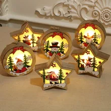 9,7 см светящиеся рождественские украшения Санта-Клауса деревянное Домашнее украшение подарок вечерние подвесные Рождественские Подвески для нового года