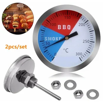

2pcs Barbecue Smoker Grill Thermometer 0~300 Degree Celsius Stainless Steel BBQ Temperature Gauge Oven Thermometer