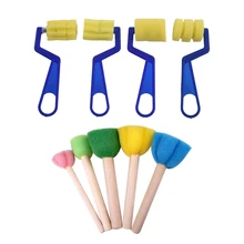 9 шт. губка краски кисти игрушки деревянная ручка печать губка кисти Дети Рисование краски ing граффити кисти школьные принадлежности