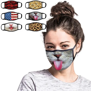 

5pcs/lot Reusable Face Mask Fashion Cotton Mask Drawing Expression Print National Flag Masks Style Ear Mask