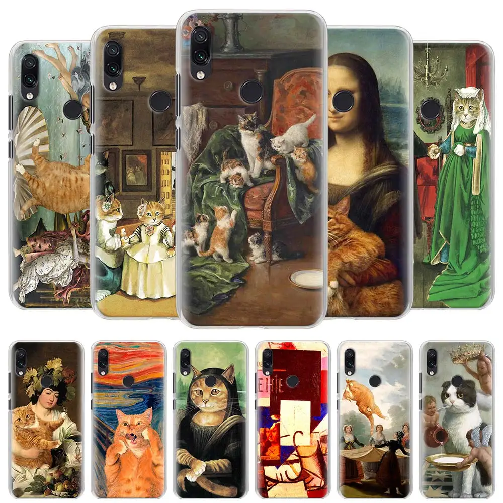 Забавный чехол для телефона Leonardo da Vinci MonaLisa Pat Cat для Redmi Note 5 6 7 8 Pro 8T S2 GO Redmi 7 7A 8A K20 Pro 6 6A 5 Plus Ha