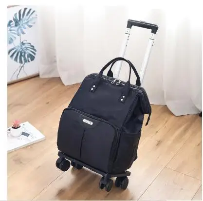 Wheeled Bag For Trolley Bags Women Travel Backpack With Wheels Oxford Large Capacity Travel Rolling Luggage Suitcase Bag_voghion.com