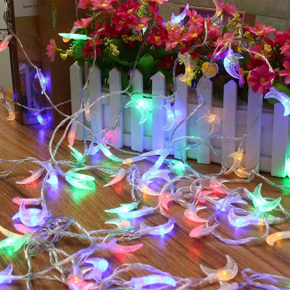 

20M Moon Shape Lighting Strings EU US Plug Warm White Colorful 200 LED String Fairy Light Holiday Decor AC110V AC220V