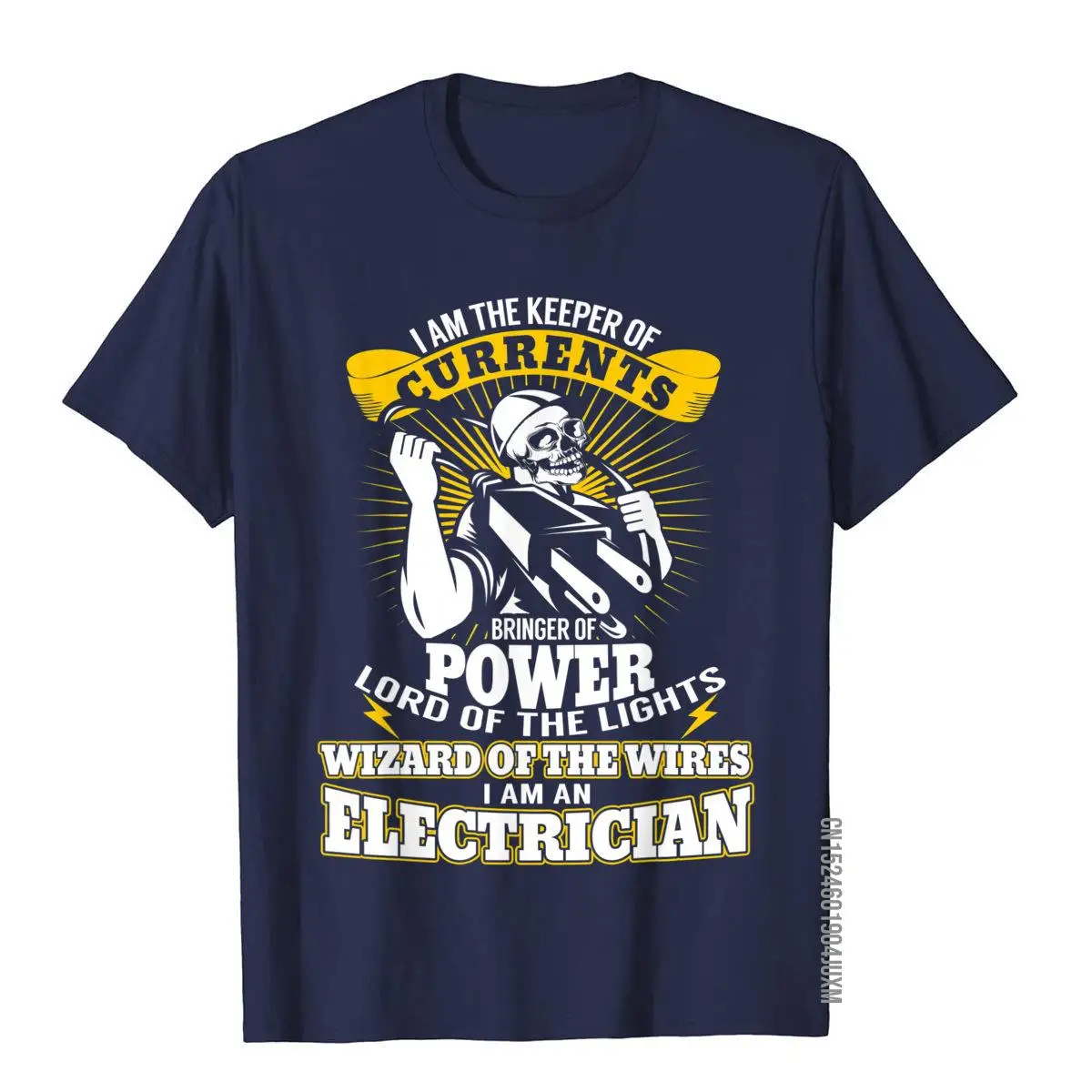 I Am The Keeper of Currents Funny Electrician T Shirt T-Shirt__97A3384navy
