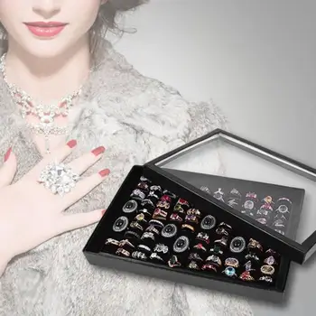 

100Grids Ring Display Box Jewelry Carrying Tray Case Holder Storage Organizer Bracelet Earring/Ear Stud Woman Jewelry Show Boxes