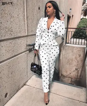 

Small Suit New Fashion Temperament Popular Classic and The United States 2019 Women's Spotted Pattern Lady Elastic Waist