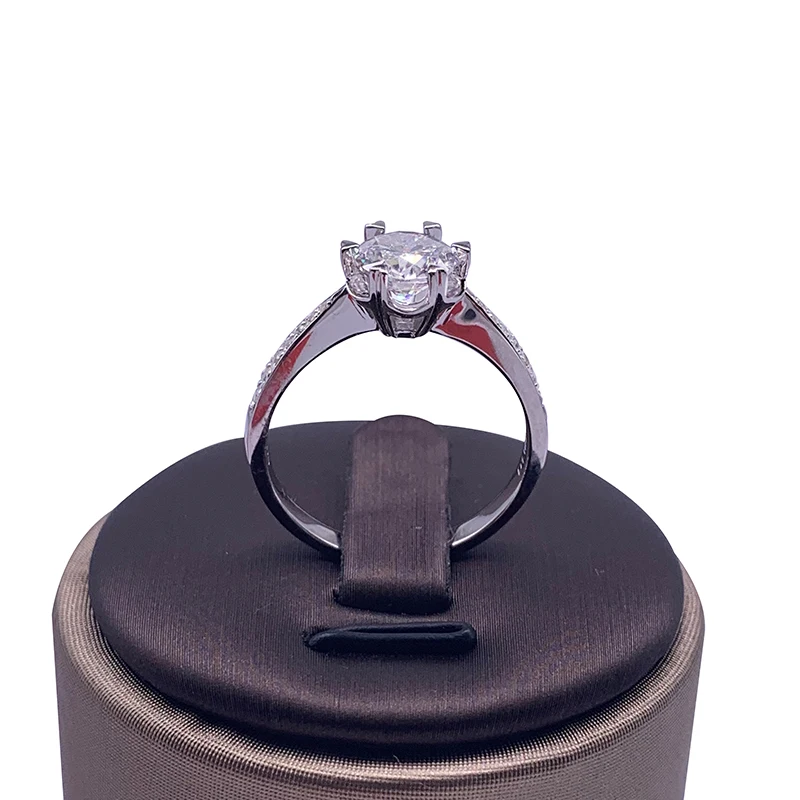 14K Moissanite кольцо из белого золота 6,5 мм 8 мм 9 мм круглый разрез вечерние свадебные юбилей DF один ряд бриллиантов Кольцо Женский подарок