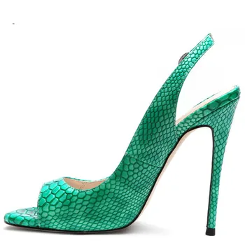 

YECHNE Summer Women Luipaard Print Sandals Woman High Hooks Sandals Peep Toe Snake Skin Pattern Summer Lacquer Pumps