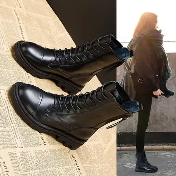 comprar Botas De Inverno Das Mulheres Botas De Tornozelo De Veludo Com Cadarço De Plataforma De Couro Botas Femininas Botas Curtas Britânicas Senhoras Martin Botas Goth Sapatos