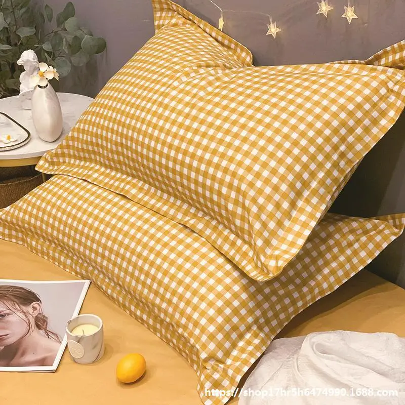 Cilected Simple Striped Lattice Pillowcases Home Bedding Decorative