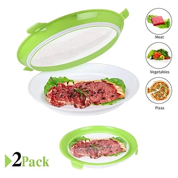 

2 Pieces of Green Food Preservation Box with Elastic Lid Kitchen Refrigerator Storage Box Can Be Reused Long