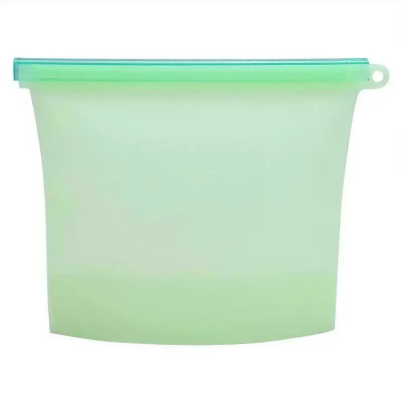 1000 мл многоразовая силиконовая сумка для хранения еды Ланч сэндвич закуски жидкий Ланч морозильник для фруктов на молнии уплотнения сумки 4 цвета - Цвет: Зеленый