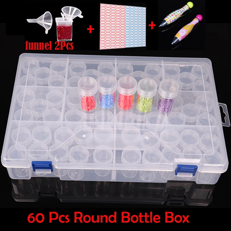 60/124 pcs 5D DIY Diamond Painting Drill Box Jewelry Rhinestone Embroidery Crystal Bead Organizer Storage Case Container | Дом и сад
