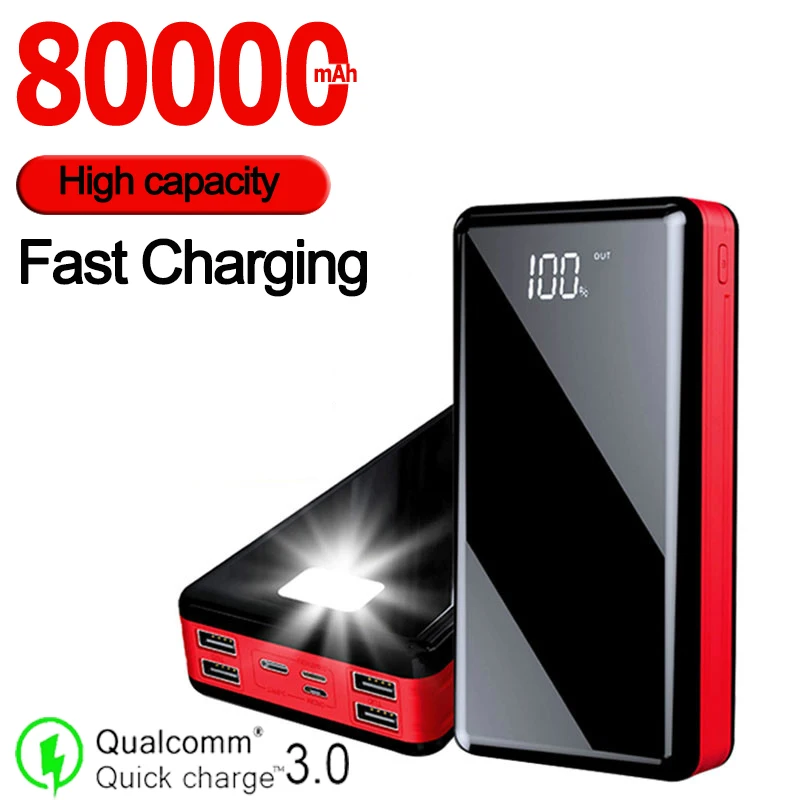 80000mAh внешний аккумулятор большой емкости портативный мобильный источник