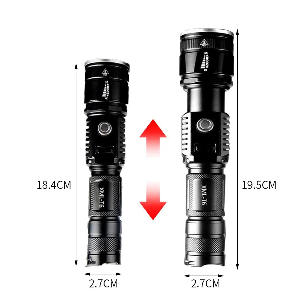 

USB Rechargeable Durable Zoom Flashlight Phone Charger Waterproof SuperBright Cycling LED Flashlight Camping Powerful 10W