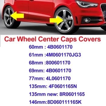 

Car Styling Gray/Black 60mm 61mm 68mm 69mm 77mm 135mm 146mm Wheel Center Caps Emblem Badge Wheel Hub Labe Covers for AUDI