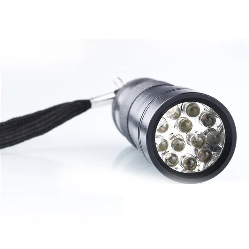 Черный Мини Алюминиевый Ультрафиолетовый фонарь 12LED сигнальный огонь, фонарик лампа безопасности и выживания 8,9