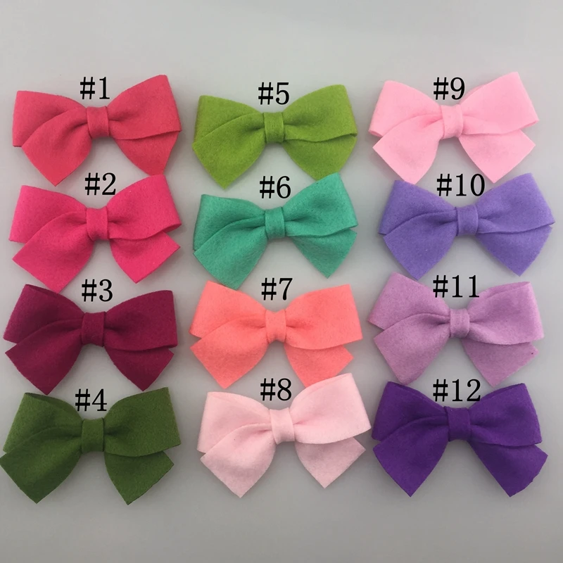 

10pcs/lot 30 color Handmade Bowknot For Hair Accessories no clips Solid color DIY headbands soft non-wave bow girls hairwears