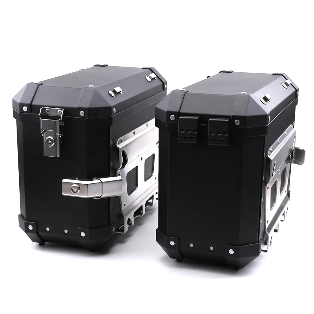 36L 46L Universal Motorcycle Saddlebags Storage Trunk Side Luggage Cases Key Lock Tool Box Toolbox Saddle Bag Aluminum Accessory - Цвет: 36L Black