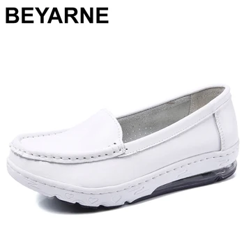 

BEYARNE New genuine leather nurse work shoes for women non-slip leather doctor shoes size 34-41 comfortable air cushion wedge