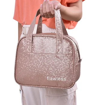 

Portable patent leather PU outdoor Travel picnic bag insulation ice bag student lunch bag