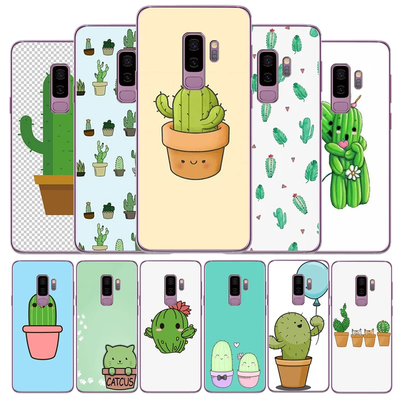 Cartoon Cactus phone case For Samsung S7 S8 S9 S10 S20 EDGE Plus Lite note8 note9 note10 soft Back Cover Silicone | Мобильные