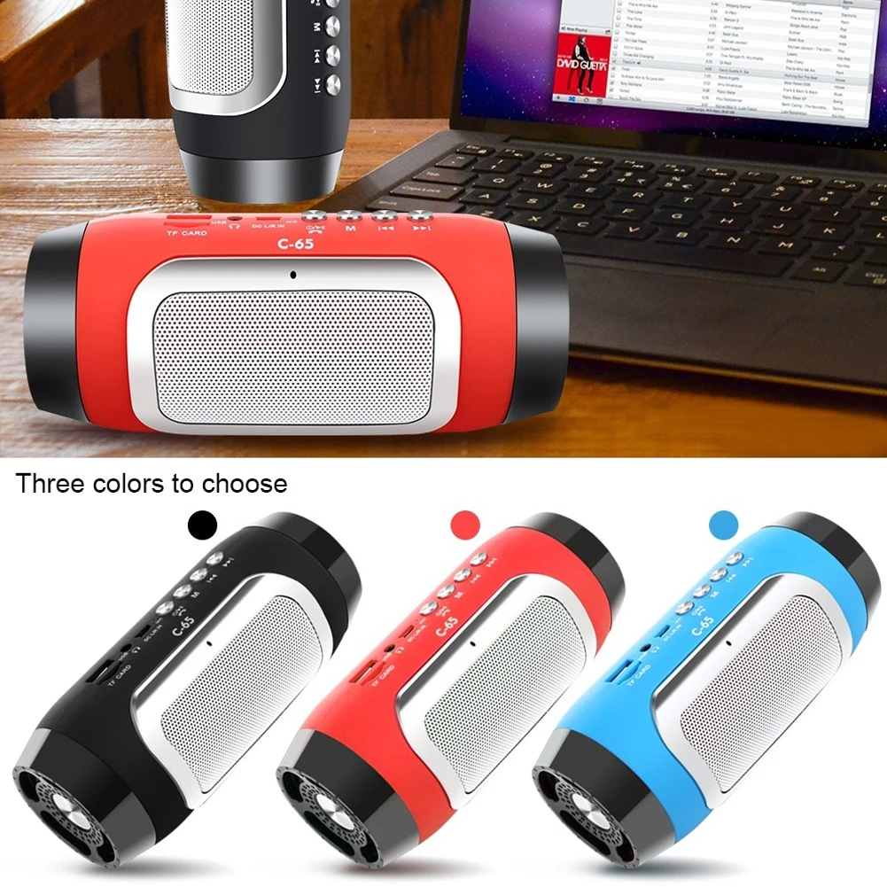 Портативная Bluetooth колонка с FM радио сабвуфером и держателем для