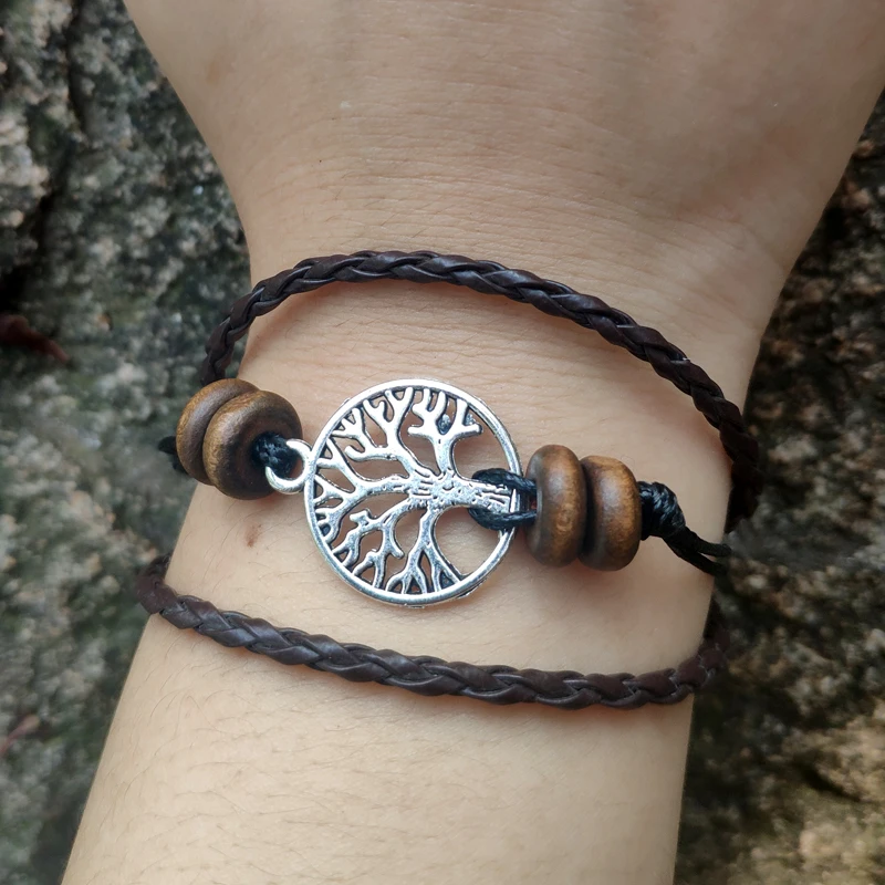

50pc Retro Tree Of Life Multilayer Leather Braided Bracelet Wrap Bracelets & Bangles Jewelry For Women Gift