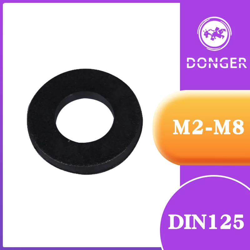 DIN125 ISO7089 M2 M2.5 M3 M4 M5 M6 M8 черная пластиковая нейлоновая шайба покрытая плоская