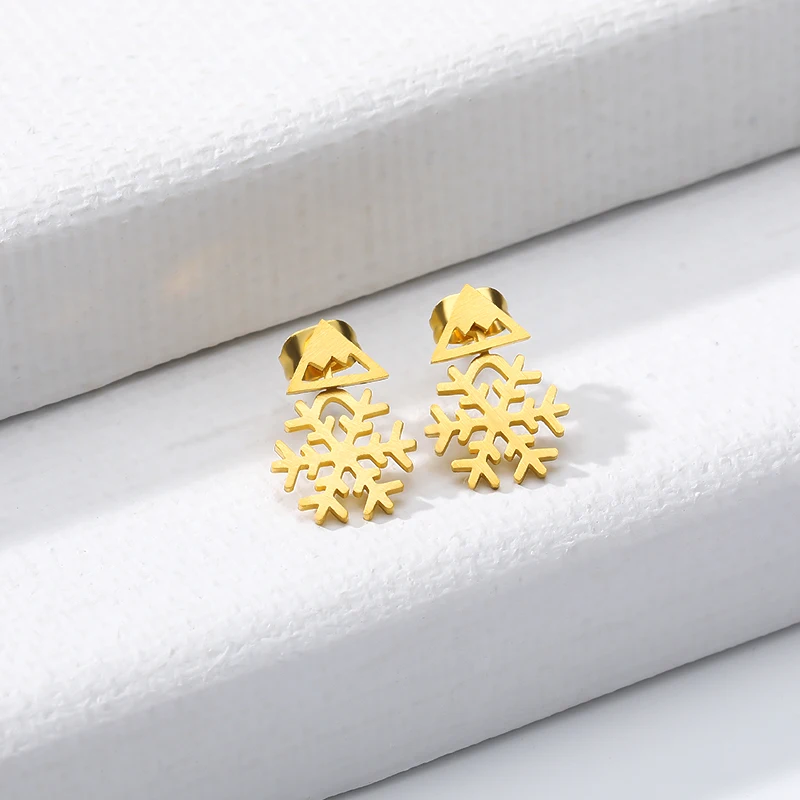 

Stainless Steel Cute Snowflake Stud Earrings For Women Birthday Christmas Gift Flower Earrings Jewelry Gift Pendientes