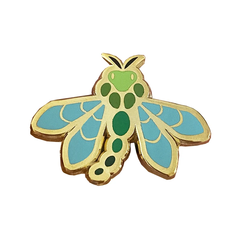 Custom Cartoon Blue And Light Green Beauty Dragonfly Lapel Pin