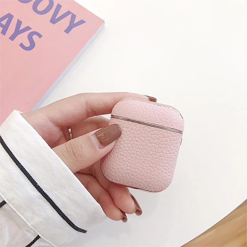 Розовый Высококачественный чехол из натуральной кожи для Apple Airpods 1 2, чехол, аксессуары, защита, роскошный модный наушник с Bluetooth сумкой - Цвет: Розовый