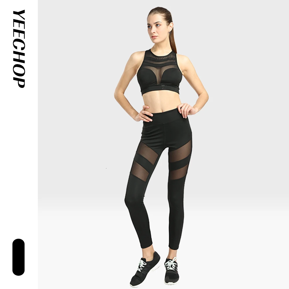 

Yeechop Women Yoga Pants Fitness Jogging Mujer Gym Seamless Leggings Running Tights On Foot Air Mesh Sport Leggins Activewear