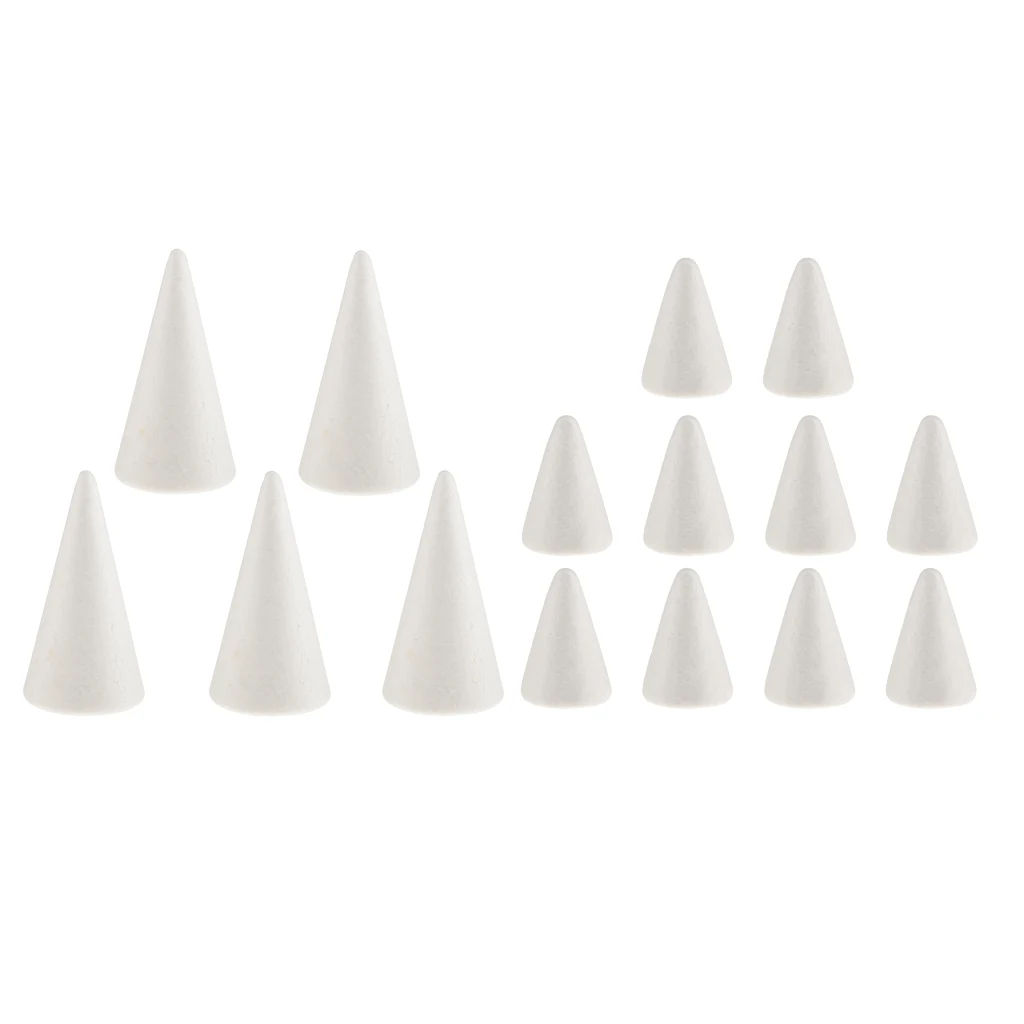 15 Pieces Cone Shaped Styrofoam Foam Ornaments for DIY Modelling Crafts 7/10cm
