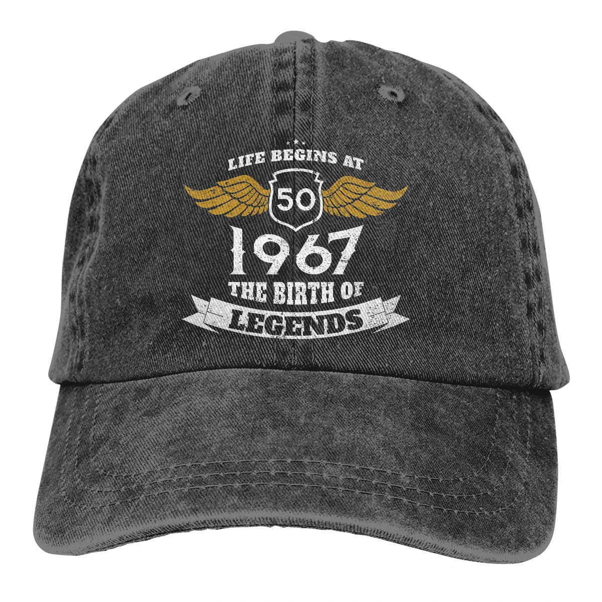 Adjustable Solid Color Baseball Cap Life Begins At 50 1967 The Birth Of Legends Washed Cotton 50 Years Old Sports Woman Hat