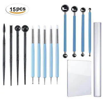 

15Pcs Ball Stylus Soft Clay pottery tool set multi-tools DIY Art Crafts sculpting and modeling decorating Dotting tool for Kids