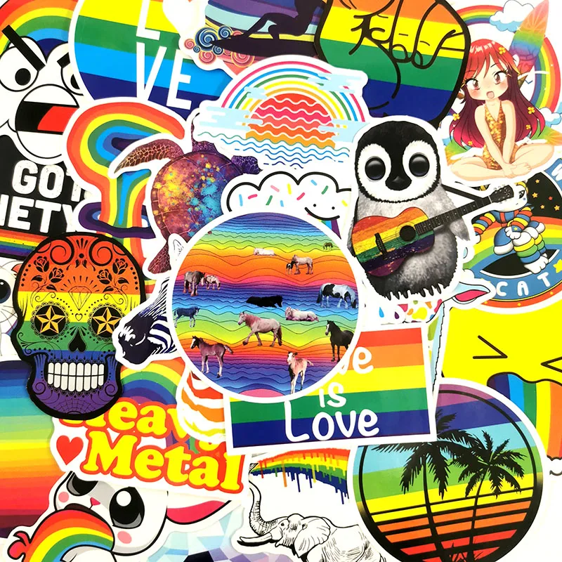 100 шт./упак. ПВХ Водонепроницаемый забавные Rainbow Love Стикеры s для ноутбуков, масштабных дорожных чемоданов для мотоциклов и автомобилей для укладки волос украшение Стикеры игрушка