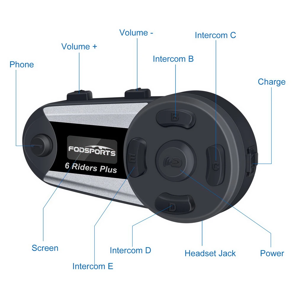 Fodsports 2 шт V6 Plus домофон 6 всадников 1200 м мото rcycle шлем домофон Мото bluetooth шлем гарнитура Intercomunicador FM светодиодный