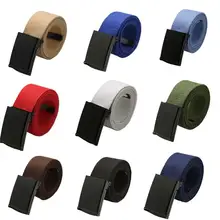 

Hot Sales Unisex Casual Solid Color Webbing Canvas Waist Belt Automatic Buckle Waistband