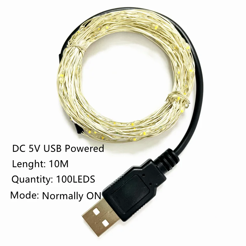 thumbnail image 1 of Guirnalda de luces LED con cable de cobre, 1 m, 2 m, 5 m y 10 m, con batería, para decoración de Navidad, dormitorio, boda y fiesta, 1 of 5