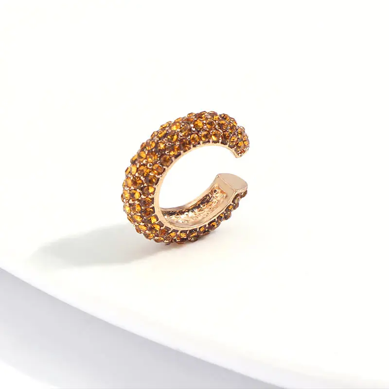 JUST FEEL Новая мода кафф в виде груши Богемия Stackable C образный чешские камни маленькие серьги клипсы для женщин ювелирные изделия - Окраска металла: 04YW