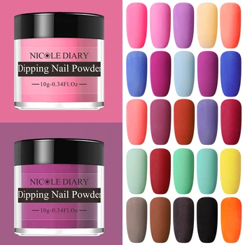 

NICOLE DIARY 10g Matte Dip Nail Powder Colors Dipping Nail Glitter Polish Chrome Dust Nail Art Decoration Colorful Pigment