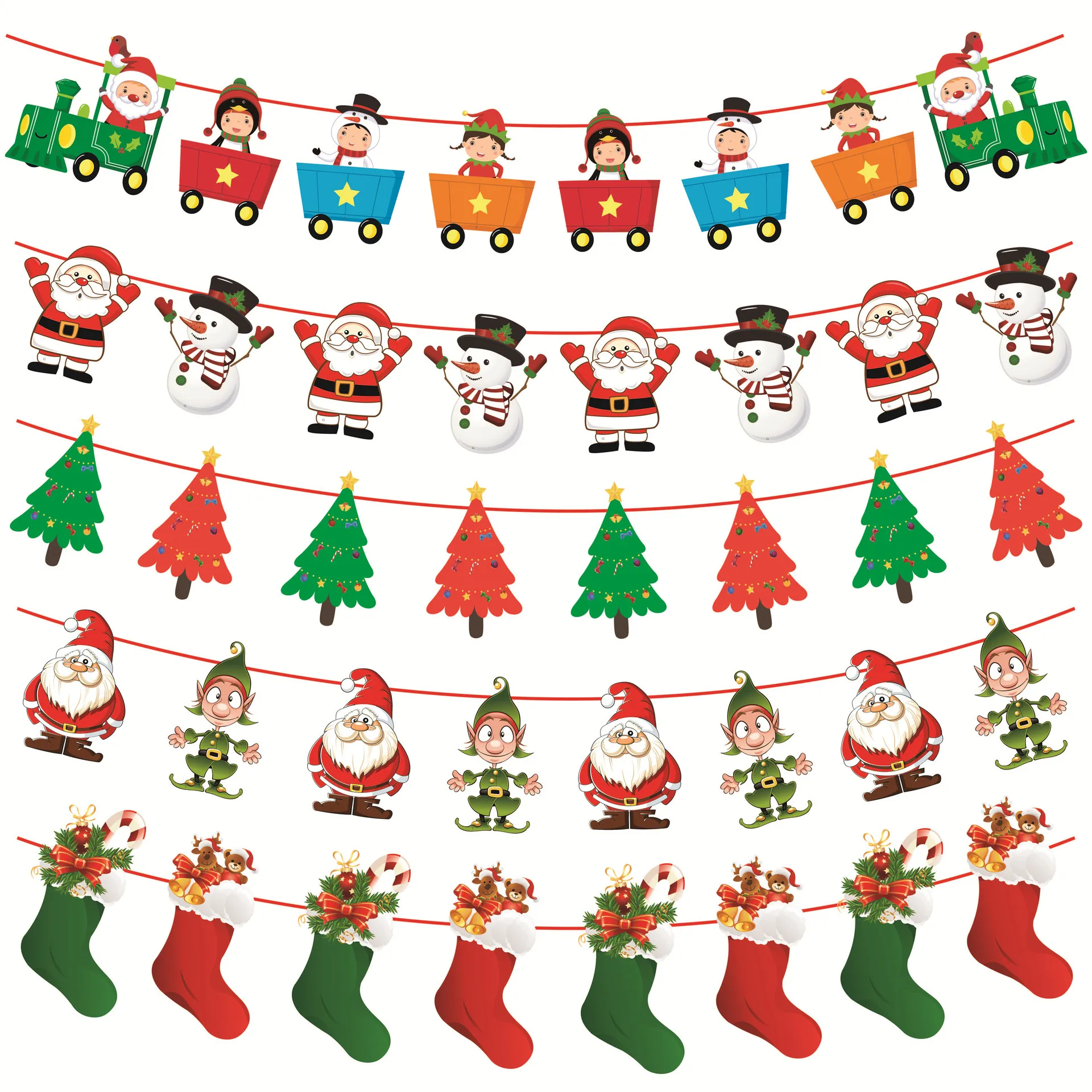 Christmas Banner Garland Flag Merry Decor for Home Santa Claus Ornaments Xmas New Year Snowman Elk | Дом и сад